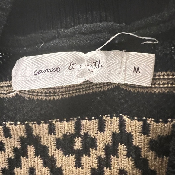 Women’s Cameo & Myth black and tan open sweater cardigan size M - Picture 4 of 5